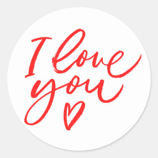 Sticker I love you in red ラウンドシール