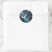 Sticker - Icy Blue Moon Phases Celestial Moon Desi ラウンドシール (バッグ)