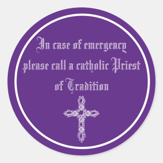 sticker in case of emergency call a cathol priest ラウンドシール (正面)