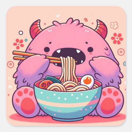 Sticker “Le p’tit monstre mangeur de nouilles“ スクエアシール (正面)