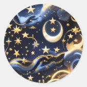 Sticker - Luxury Celestial Moon Phases Design ラウンドシール (正面)