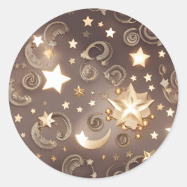 Sticker – Luxury Champagne Gold Celestial ラウンドシール