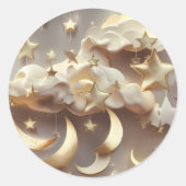 Sticker – Luxury Creamy Celestial Moon ラウンドシール (正面)