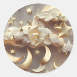 Sticker – Luxury Creamy Celestial Moon ラウンドシール