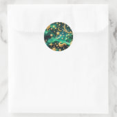 Sticker - Luxury Emerald Celestial Moon Design ラウンドシール (バッグ)