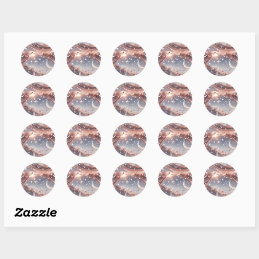 Sticker – Luxury Marble White Celestial Moon ラウンドシール (シート)