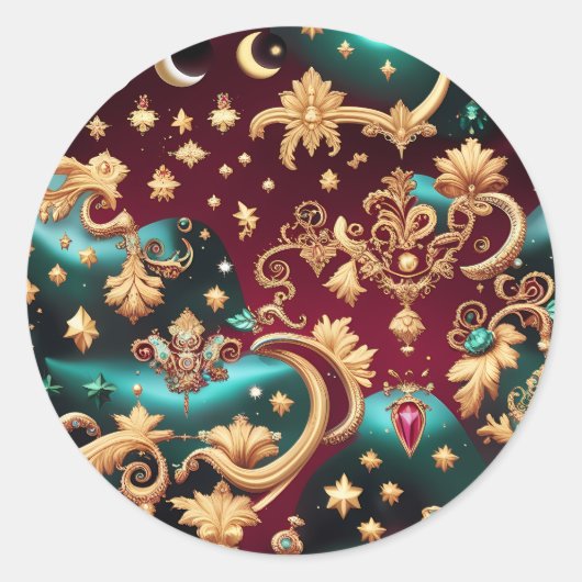 Sticker – Luxury Obsidian Black Celestial ラウンドシール (正面)