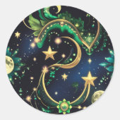 Sticker – Luxury Obsidian Black Celestial ラウンドシール (正面)