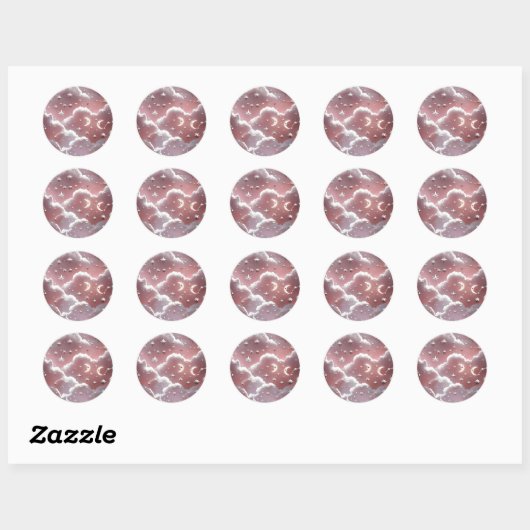 Sticker – Luxury Quartz Pink Celestial Moon ラウンドシール (シート)