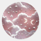 Sticker – Luxury Quartz Pink Celestial Moon ラウンドシール (正面)