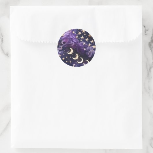 Sticker – Luxury Royal Amethyst Celestial ラウンドシール (バッグ)