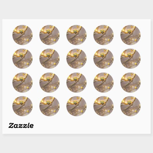Sticker – Luxury Topaz Yellow Celestial Moon ラウンドシール (シート)