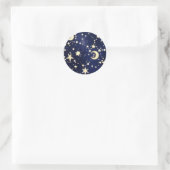 Sticker – Luxury Velvet Navy Celestial Moon ラウンドシール (バッグ)