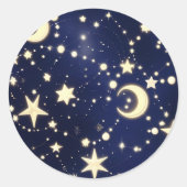 Sticker – Luxury Velvet Navy Celestial Moon ラウンドシール (正面)