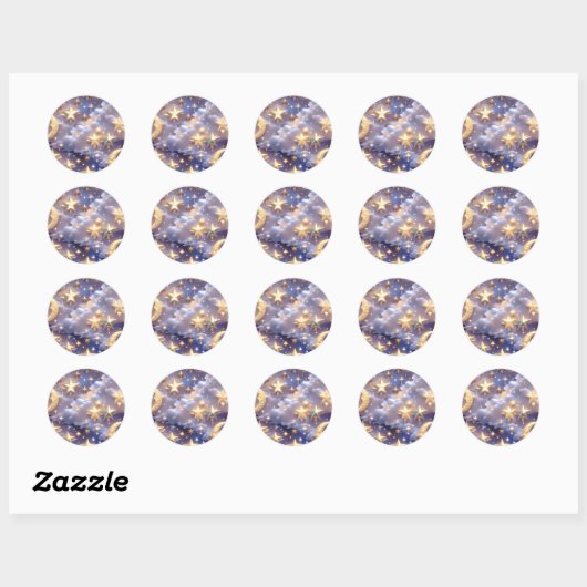 Sticker – Luxury White Celestial Moon ラウンドシール (シート)