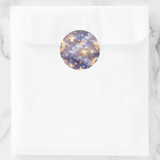 Sticker – Luxury White Celestial Moon ラウンドシール (バッグ)