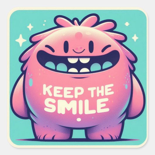 Sticker monstre “Keep the smile“ スクエアシール (正面)