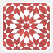 Sticker Mosaïque marocaine rouge ZELLIGE スクエアシール (正面)
