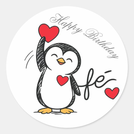 sticker of a happy penguin ラウンドシール (正面)