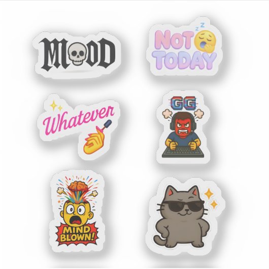 Sticker pack - 5 cool text emoji stickers シール (正面)