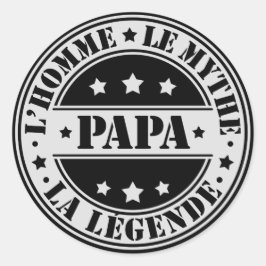 Sticker Père - Papa, l'Homme, le Mythe, la Légende ラウンドシール