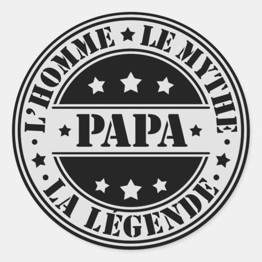 Sticker Père - Papa, l'Homme, le Mythe, la Légende ラウンドシール (正面)