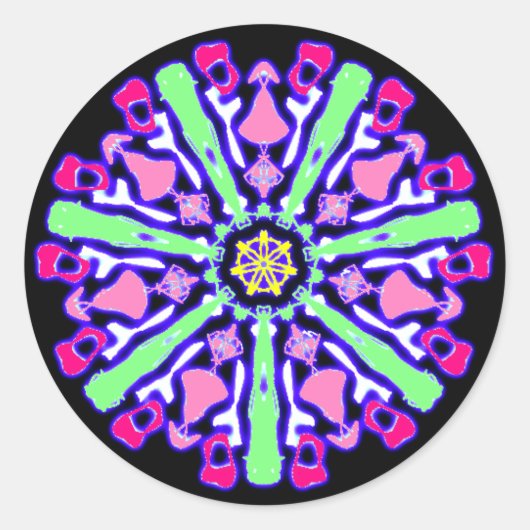Sticker psychédélique coloré n°3 ラウンドシール (正面)