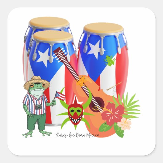 Sticker - Puerto Rican Cultural Design スクエアシール (正面)