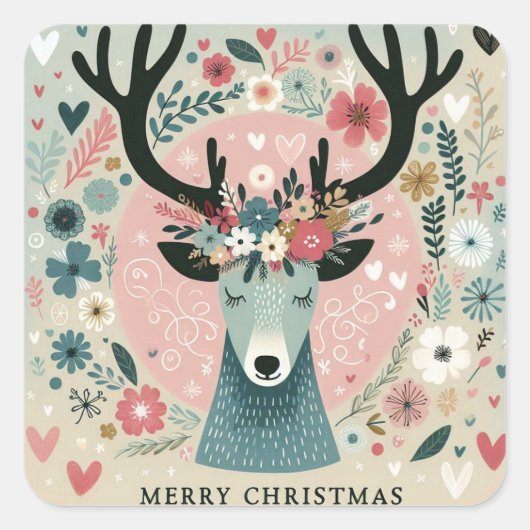 Sticker “Renne de Noël“ スクエアシール (正面)