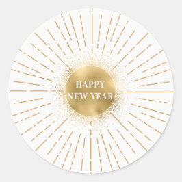 Sticker Rond Happy New Year Moderne Solaire Or ラウンドシール