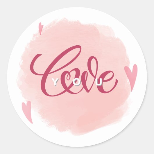 Sticker rond romantique "Love You"  ラウンドシール (正面)