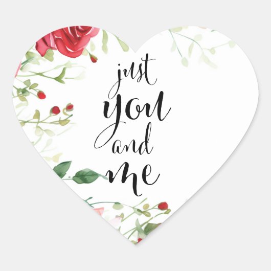 Sticker Saint-Valentin Élégant "Just You and Me"  ハートシール (正面)
