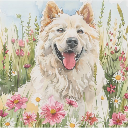 Sticker – Samoyed Die-Cut Watercolor Decal シール (正面)