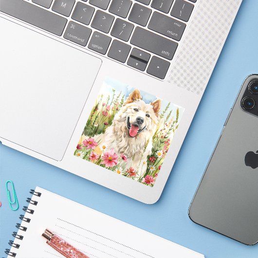 Sticker – Samoyed Die-Cut Watercolor Decal シール (ノートパソコンとiPhone)