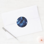 Sticker - Sapphire Blue Celestial Moon Design ラウンドシール (封筒)