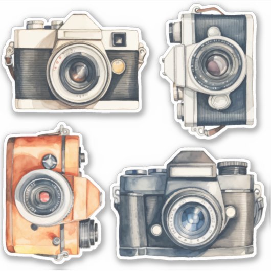 Sticker Set Vintage SLR Cameras Photographer Vinyl シール (正面)