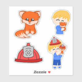 Sticker Sheet - Firefighter Fox シール