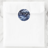 Sticker - Silver Celestial Moon Lunar Design  ラウンドシール (バッグ)