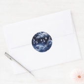 Sticker - Silver Celestial Moon Lunar Design  ラウンドシール (封筒)