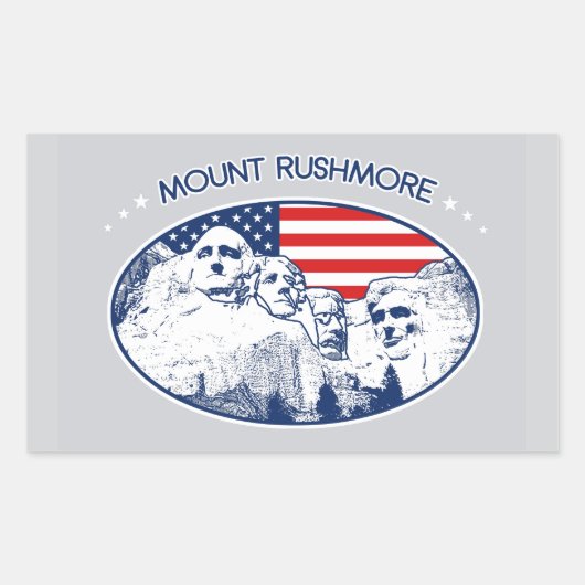 Sticker. T-Shirt. Mount Rushmore, USA Amerika 長方形シール (正面)