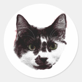 Sticker with a Stare | Ink Style Cat Sticker ラウンドシール