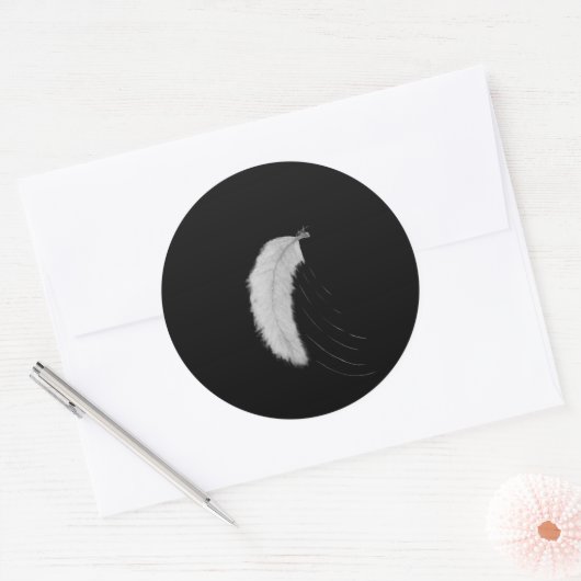 Sticker with feather ラウンドシール (封筒)
