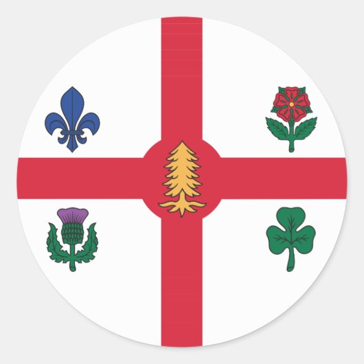 Sticker with Flag of Montreal, Canada ラウンドシール (正面)