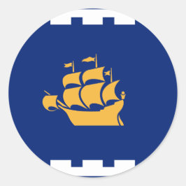 Sticker with Flag of Quebec City, Canada ラウンドシール