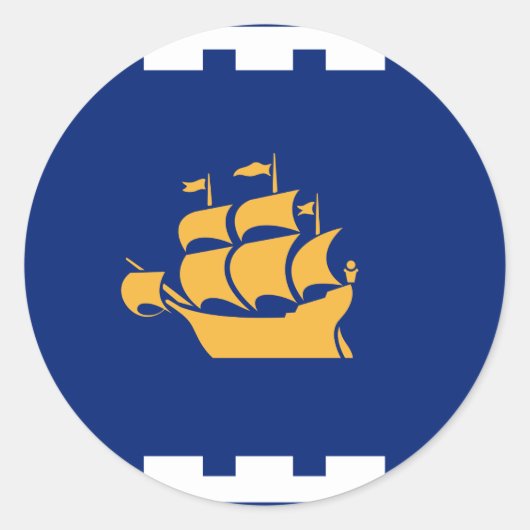 Sticker with Flag of Quebec City, Canada ラウンドシール (正面)