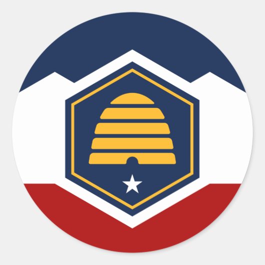 Sticker with Flag of Utah, USA ラウンドシール (正面)
