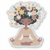Sticker  Yoga Sukhasana Sérénité et Équilibre シール (正面)