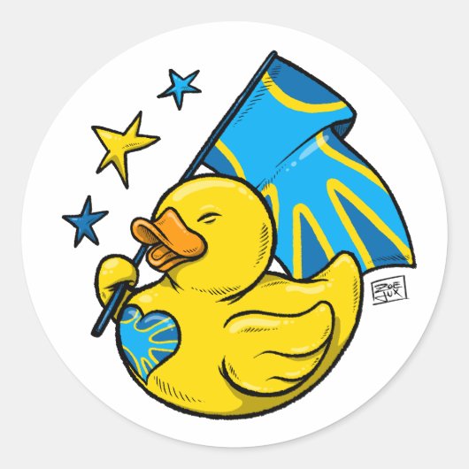 Stickerbogen Duck with Deafflag ラウンドシール (正面)