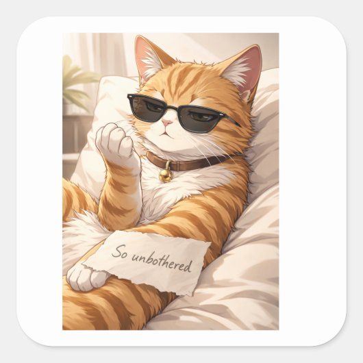 StickerFAFO – So Unbothered Cat スクエアシール (正面)