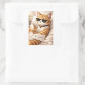 StickerFAFO – So Unbothered Cat スクエアシール (バッグ)